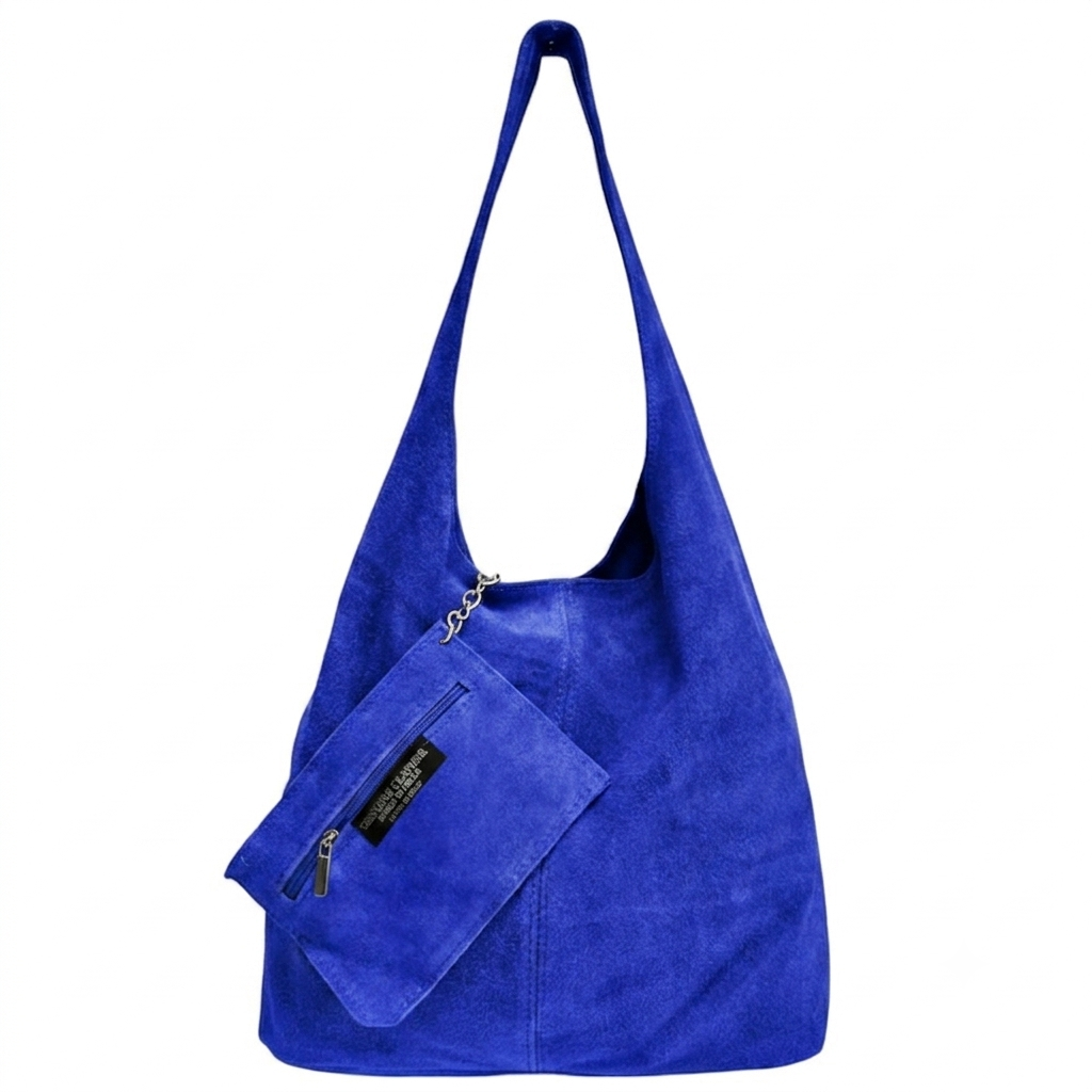Sac cabas hobo cuir suédé Lulu ~ Bleu royal