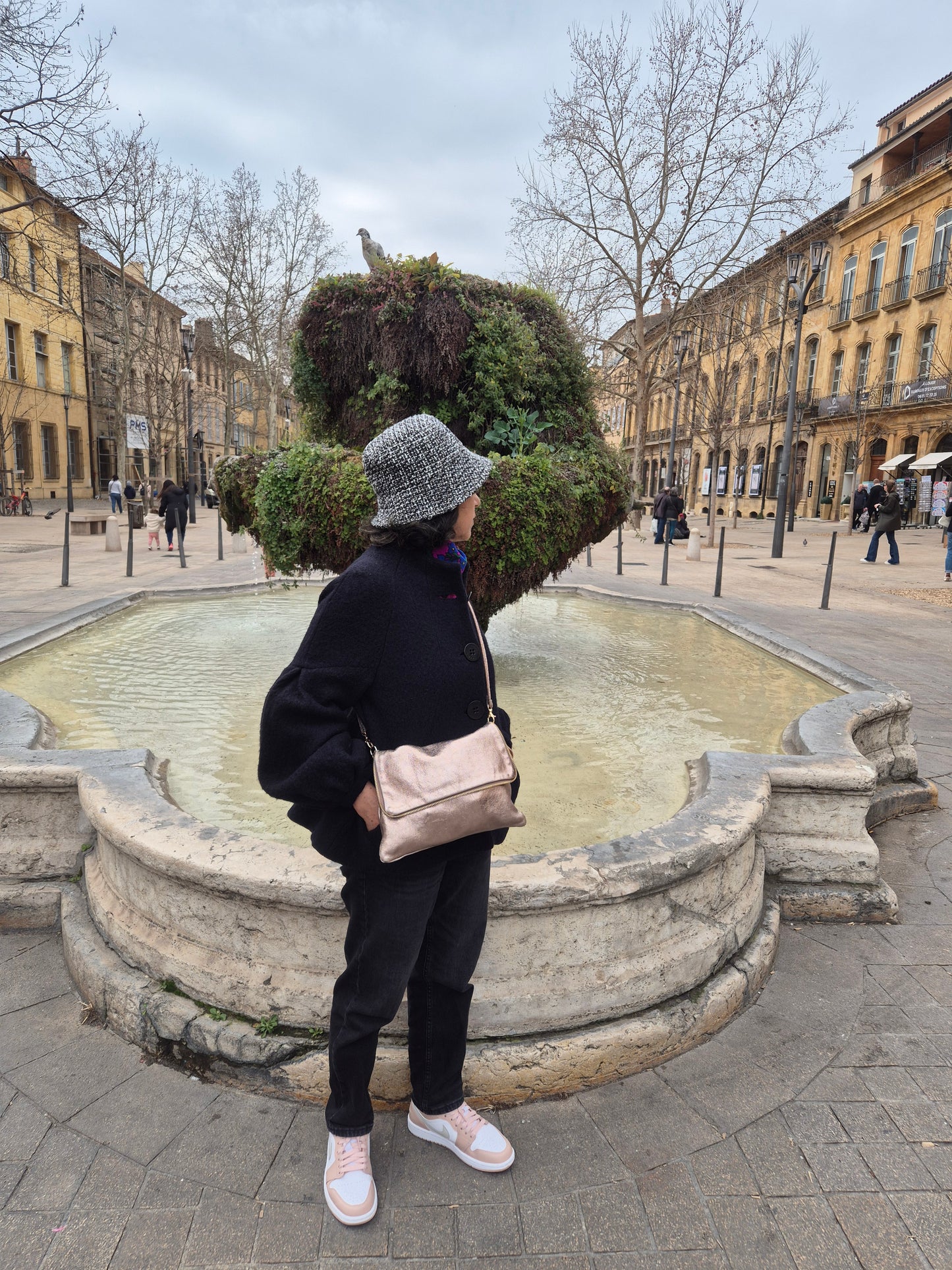 Halona Iridescent Leather Shoulder Bag ~ Pewter