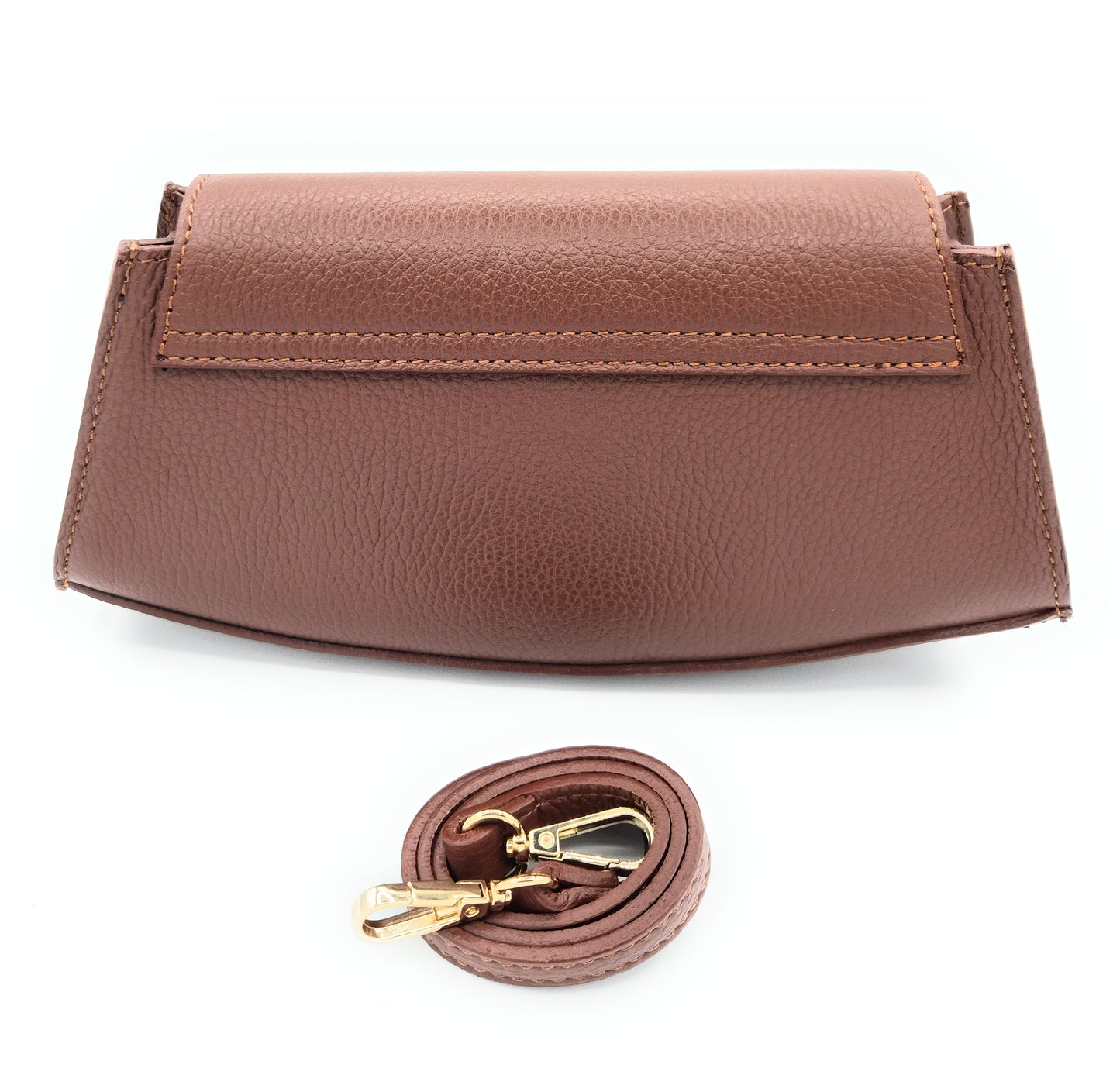 Paco Leather Half Moon Shoulder Bag ~ Brown