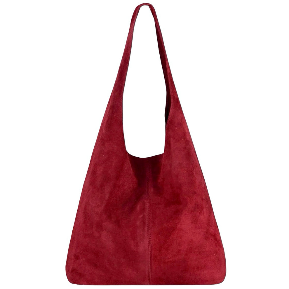 Sac cabas hobo cuir suédé Lulu ~ Rouge foncé