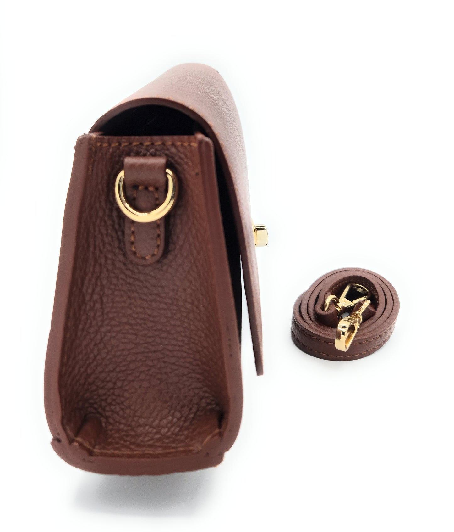 Paco Leather Half Moon Shoulder Bag ~ Brown
