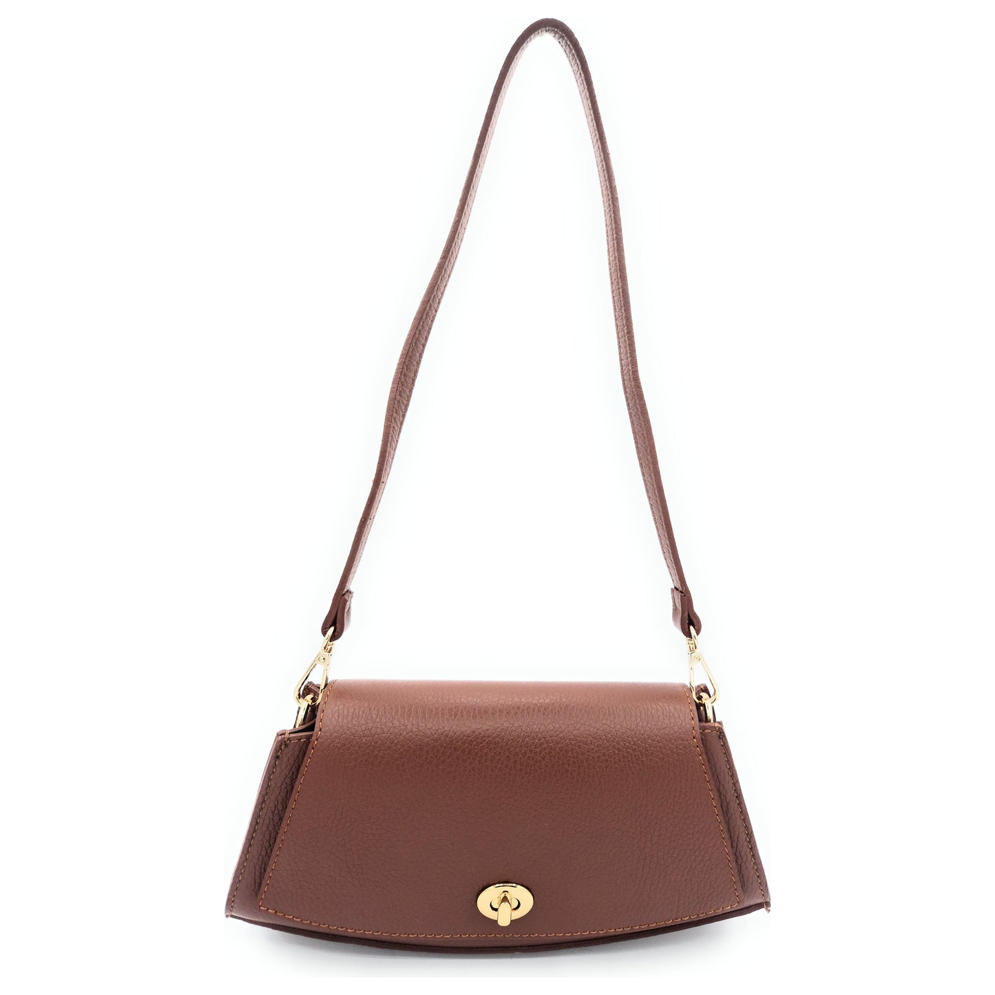 Paco Leather Half Moon Shoulder Bag ~ Brown