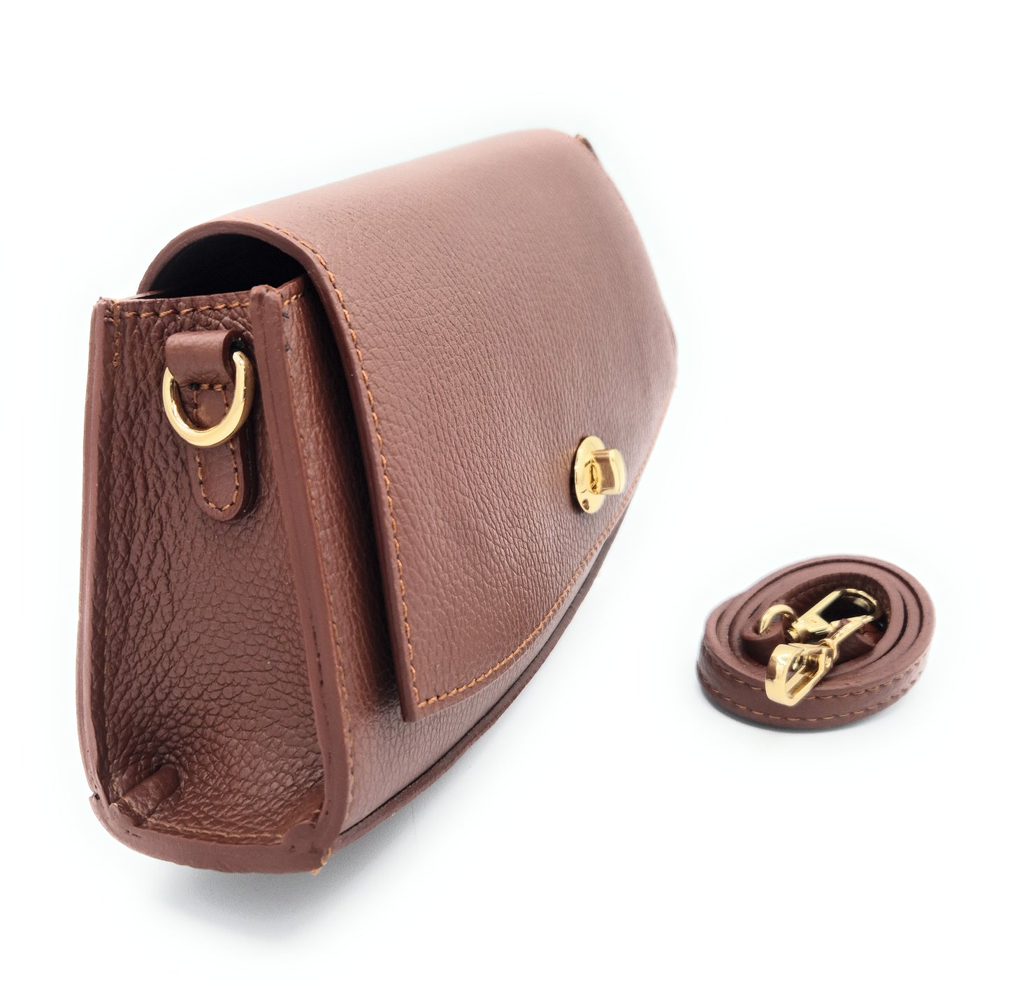 Paco Leather Half Moon Shoulder Bag ~ Brown