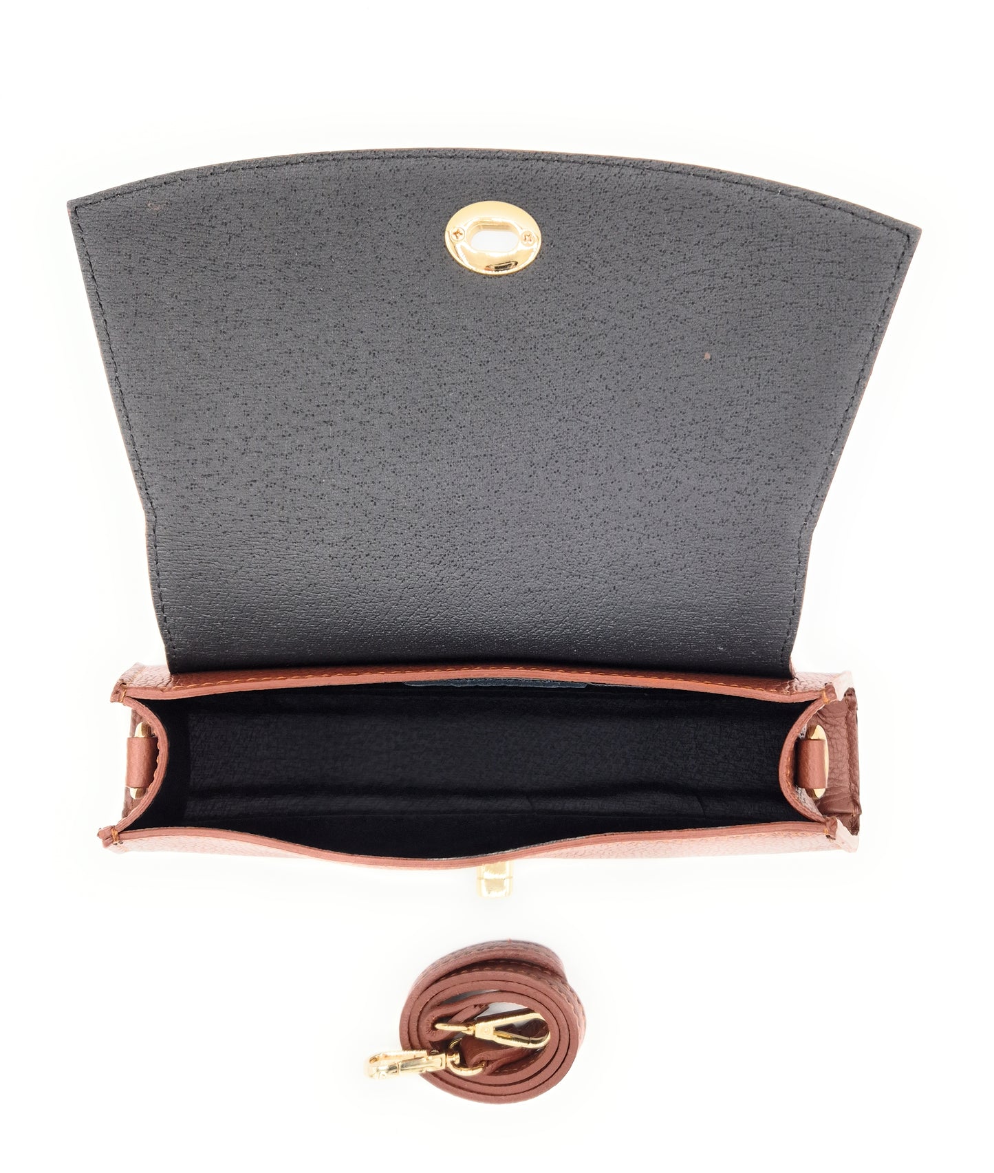 Paco Leather Half Moon Shoulder Bag ~ Brown