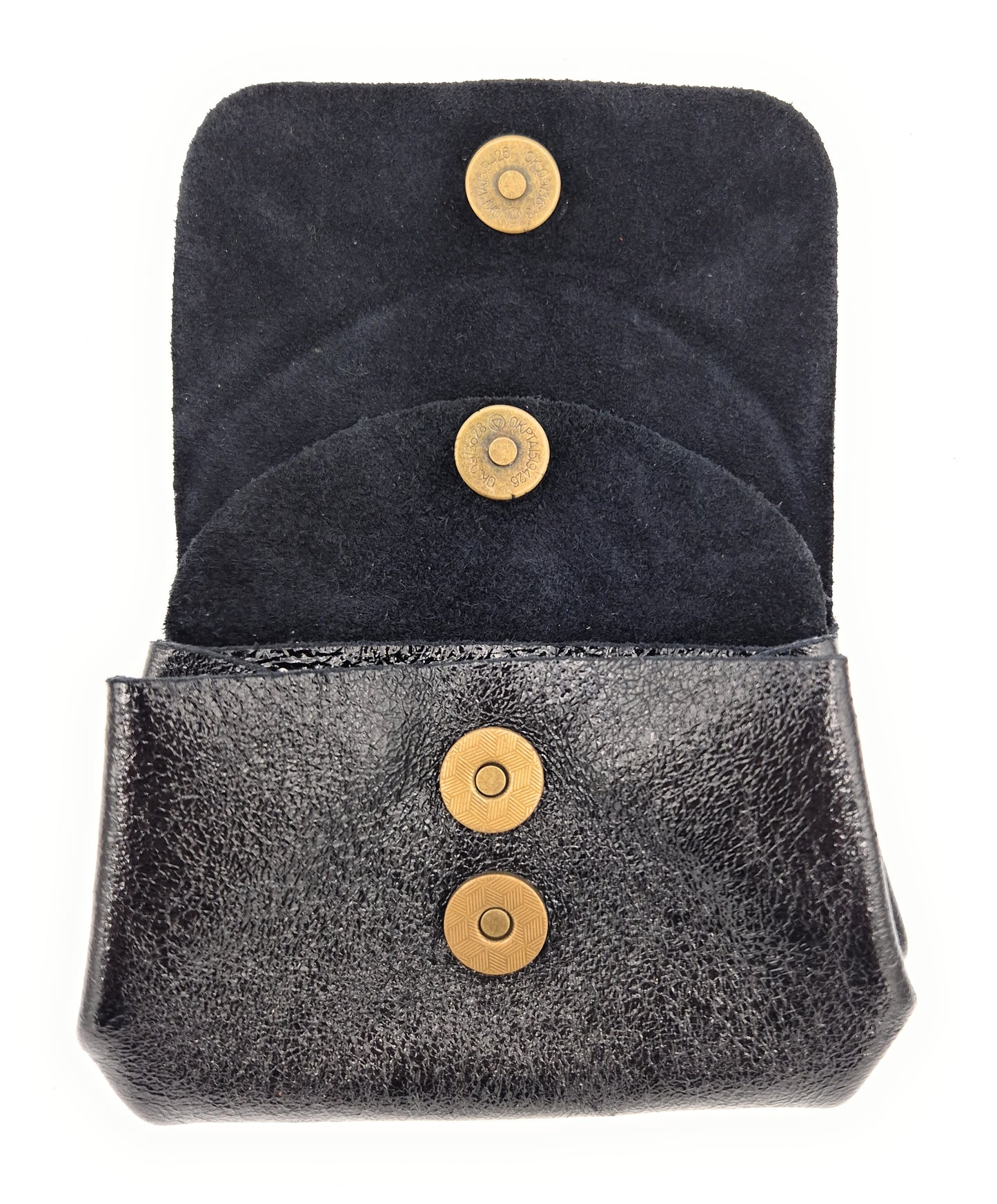 Porte-monnaie en cuir irisé Etania ~ Noir