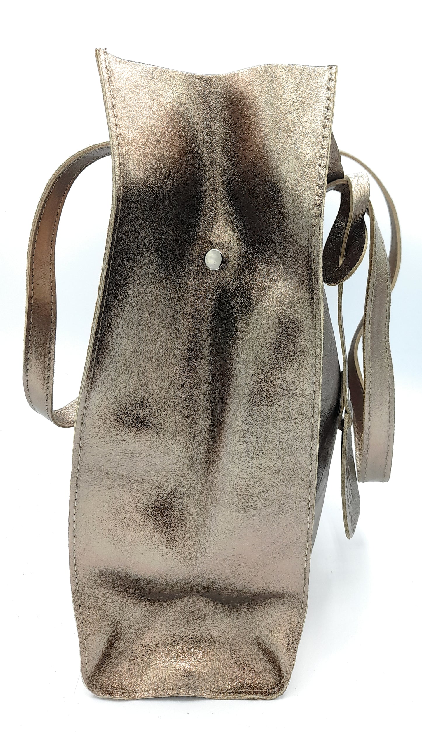 Dena Iridescent Leather Shopper Bag ~ Pewter