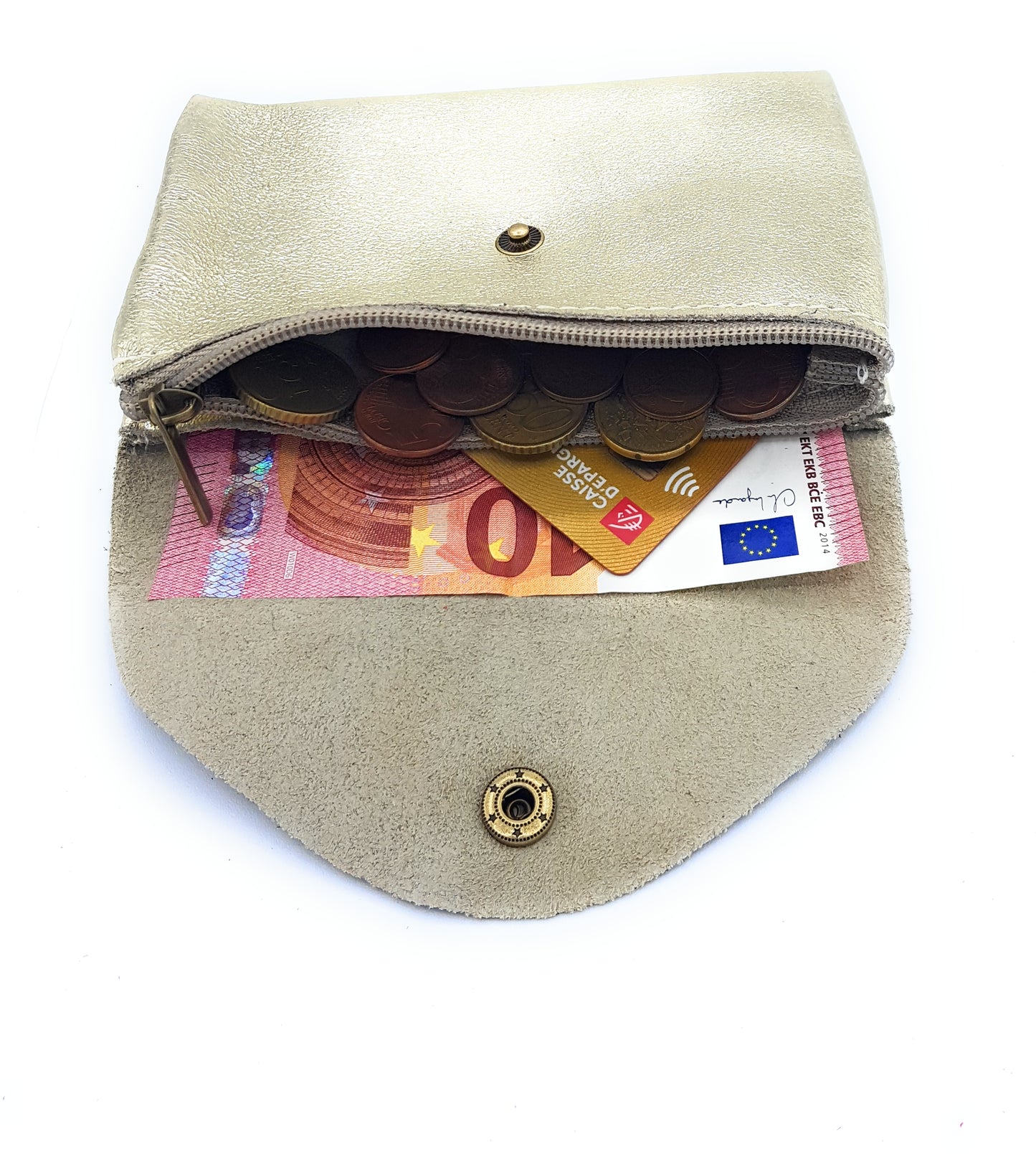 Porte-monnaie Aquene en cuir irisé Doré