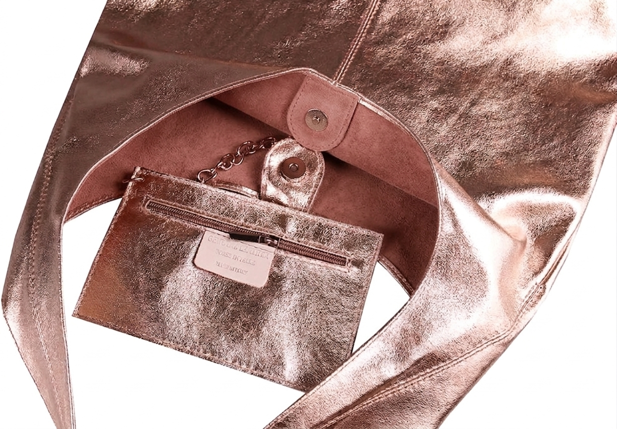 Sac cabas hobo en cuir irisé Lulu ~ Champagne