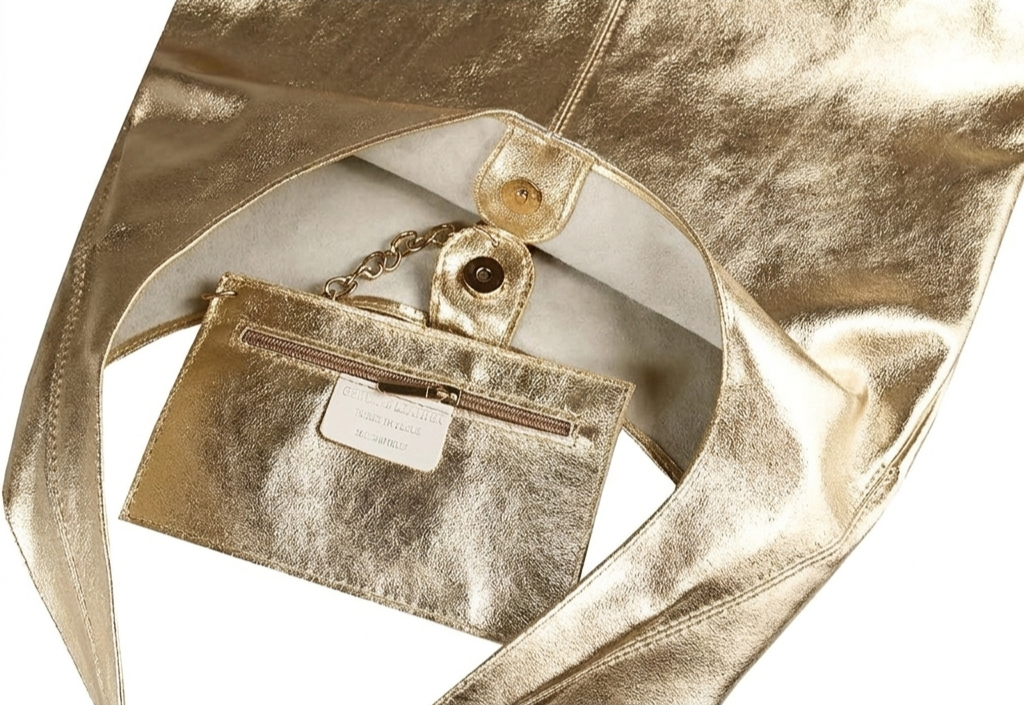 Sac cabas hobo en cuir irisé Lulu ~ Doré