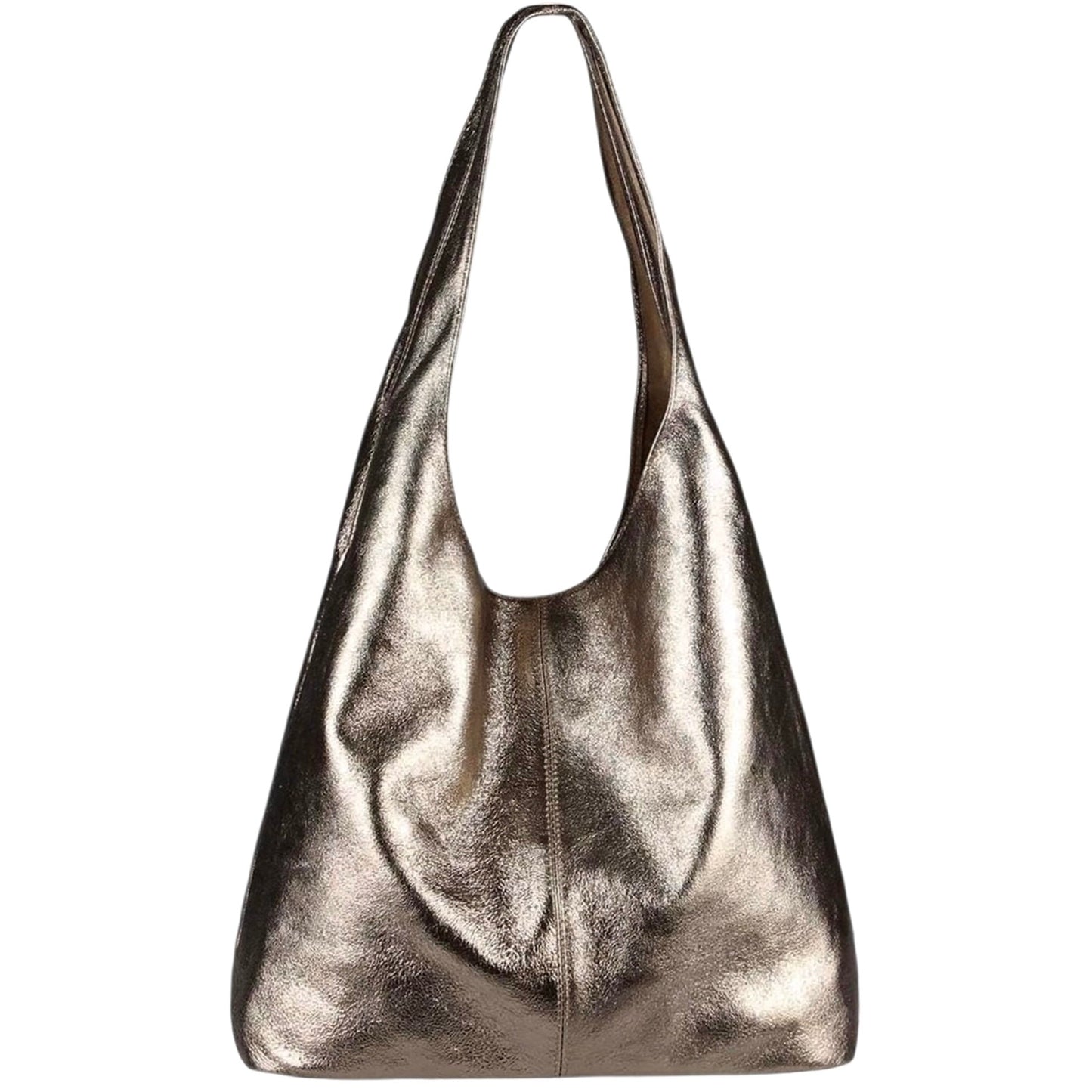 Sac cabas hobo en cuir irisé Lulu ~ Étain