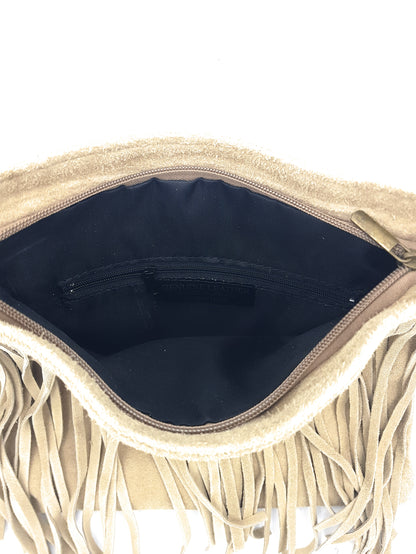 Chenoa Fringed Suede Leather Shoulder Bag ~ Beige
