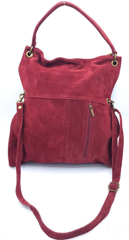 Talasi Suede Leather Messenger Bag ~ Bordeaux