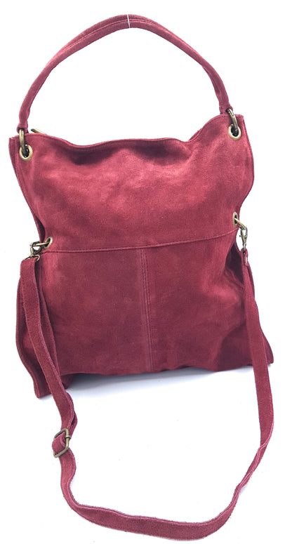 Talasi Suede Leather Messenger Bag ~ Bordeaux