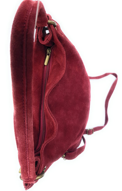 Talasi Suede Leather Messenger Bag ~ Bordeaux