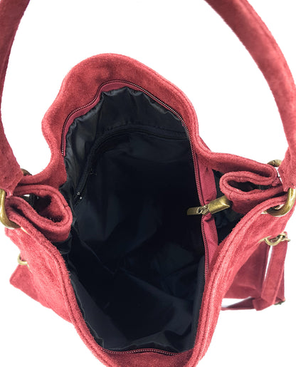 Talasi Suede Leather Messenger Bag ~ Bordeaux