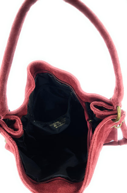 Talasi Suede Leather Messenger Bag ~ Bordeaux