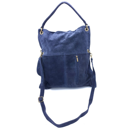 Talasi Suede Leather Messenger Bag ~ Navy Blue