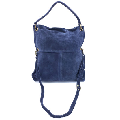Talasi Suede Leather Messenger Bag ~ Navy Blue