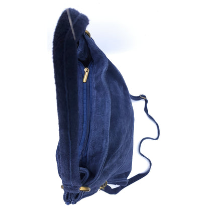 Talasi Suede Leather Messenger Bag ~ Navy Blue