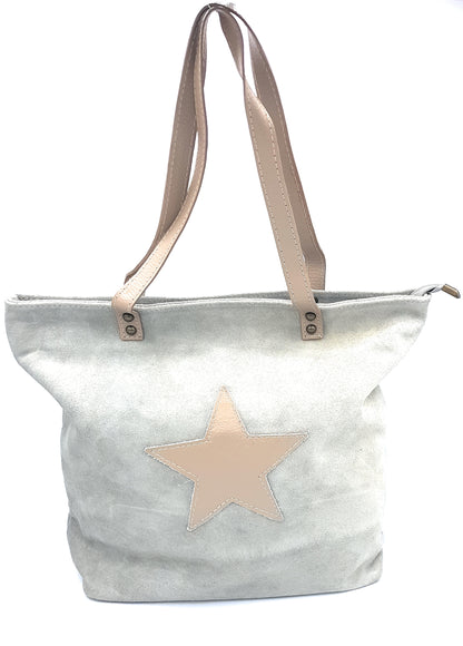 Aranck shopper bag in suede leather ~ Gray