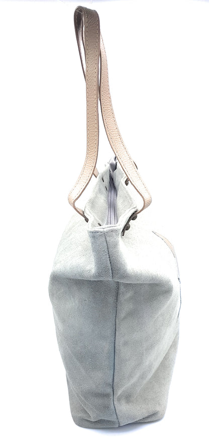Aranck shopper bag in suede leather ~ Gray
