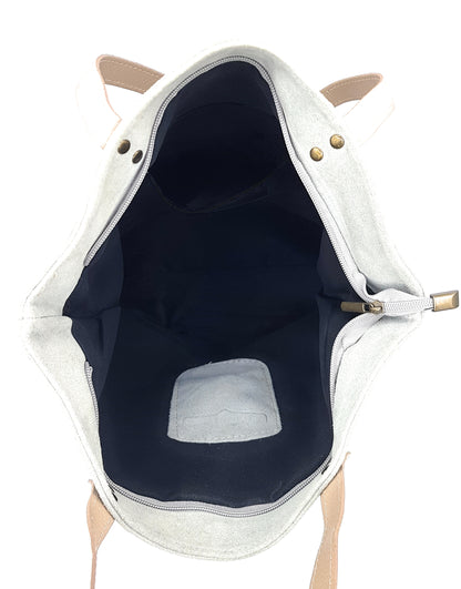 Aranck shopper bag in suede leather ~ Gray