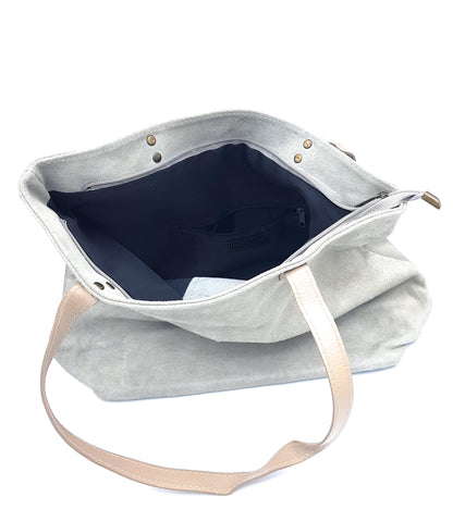 Aranck shopper bag in suede leather ~ Gray
