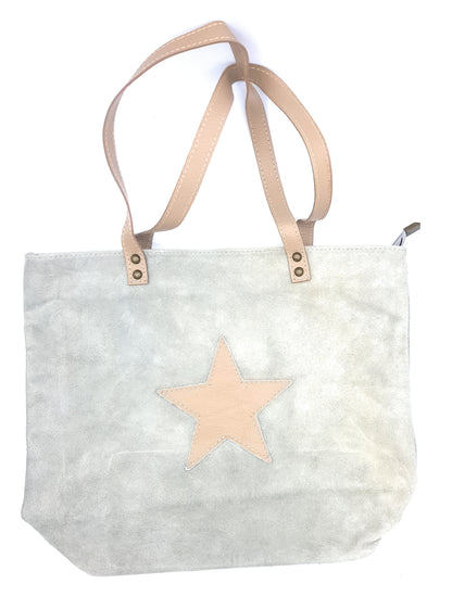 Aranck shopper bag in suede leather ~ Gray