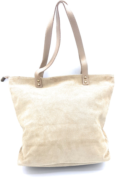 Aranck shopper bag in suede leather ~ Beige