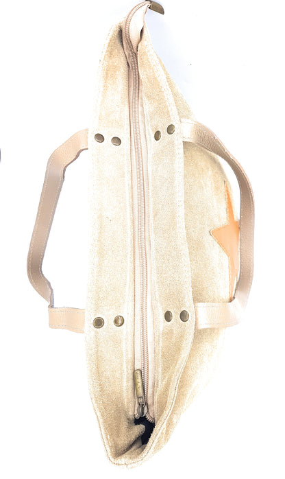Aranck shopper bag in suede leather ~ Beige