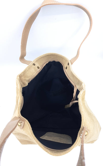 Aranck shopper bag in suede leather ~ Beige