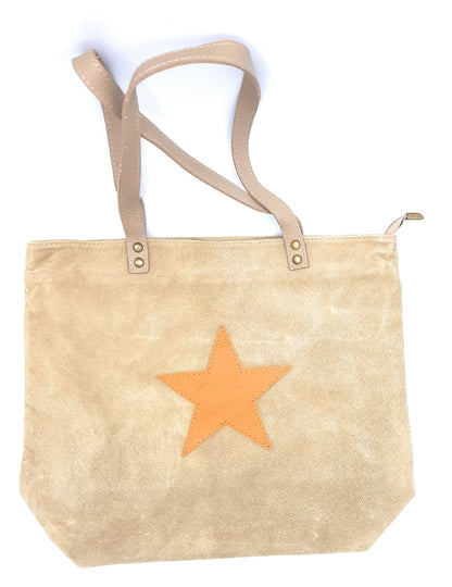Aranck shopper bag in suede leather ~ Beige