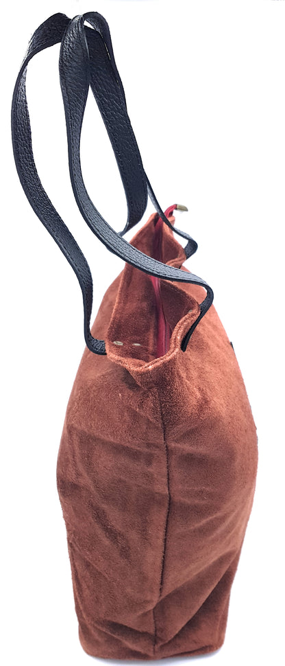 Aranck Suede Leather Shopper Bag ~ Copper Brown
