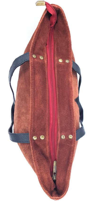 Aranck Suede Leather Shopper Bag ~ Copper Brown