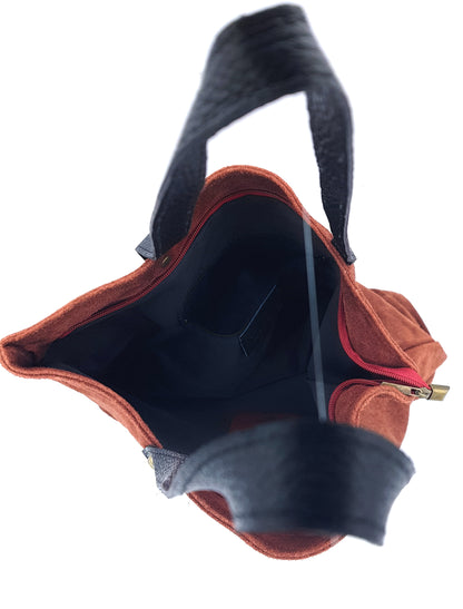 Aranck Suede Leather Shopper Bag ~ Copper Brown