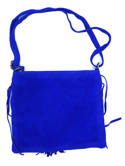 Chenoa Fringed Suede Leather Shoulder Bag ~ Royal Blue