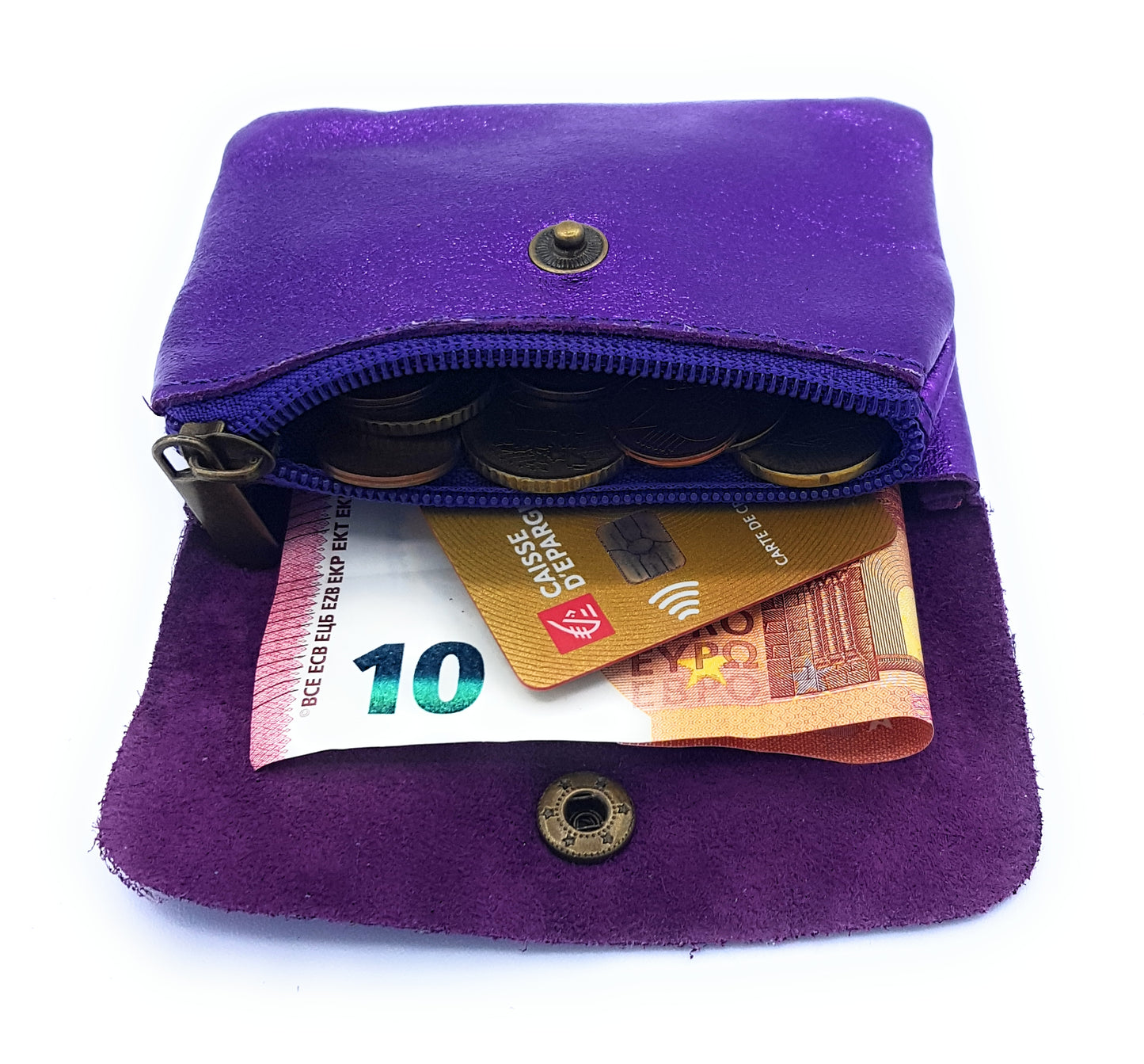 Aponi iridescent leather purse ~ Purple