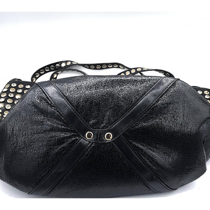 Shine Faux Leather Rhinestone Tote Bag ~ Black