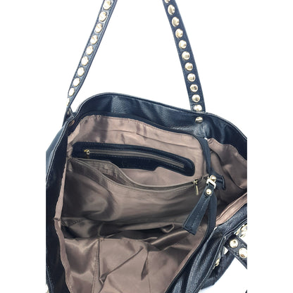 Shine Faux Leather Rhinestone Tote Bag ~ Black