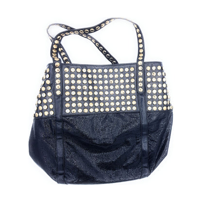 Shine Faux Leather Rhinestone Tote Bag ~ Black