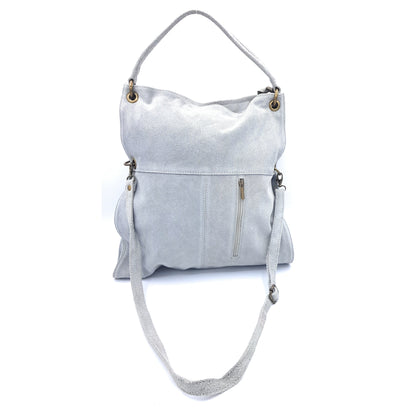 Talasi Suede Leather Messenger Bag ~ Grey