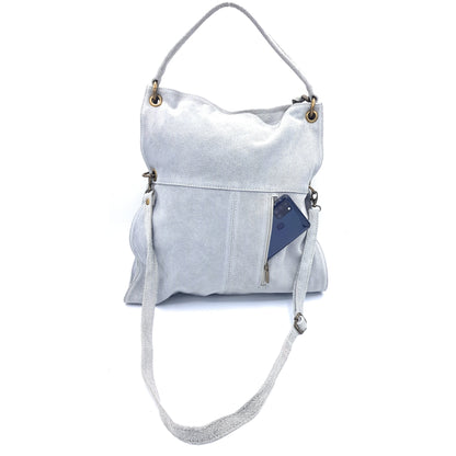 Talasi Suede Leather Messenger Bag ~ Grey