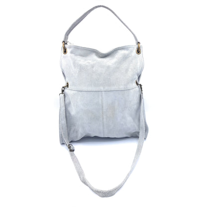 Talasi Suede Leather Messenger Bag ~ Grey