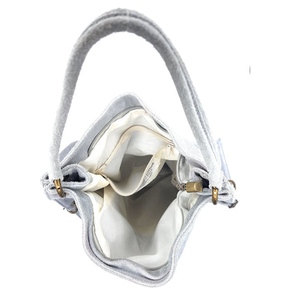 Talasi Suede Leather Messenger Bag ~ Grey