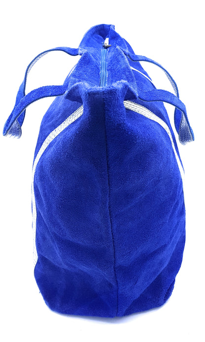 Kaya tote bag in sequinned suede leather ~ Royal blue