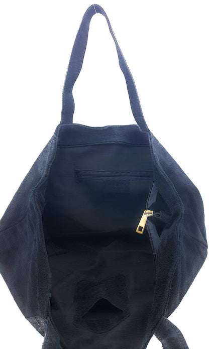 Kaya Suede Leather Sequin Tote Bag ~ Black