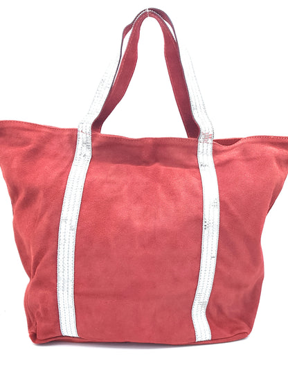 Kaya Suede Leather Sequin Tote Bag ~ Red