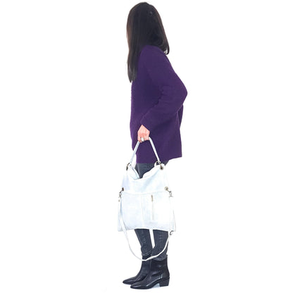 Talasi Suede Leather Messenger Bag ~ Grey