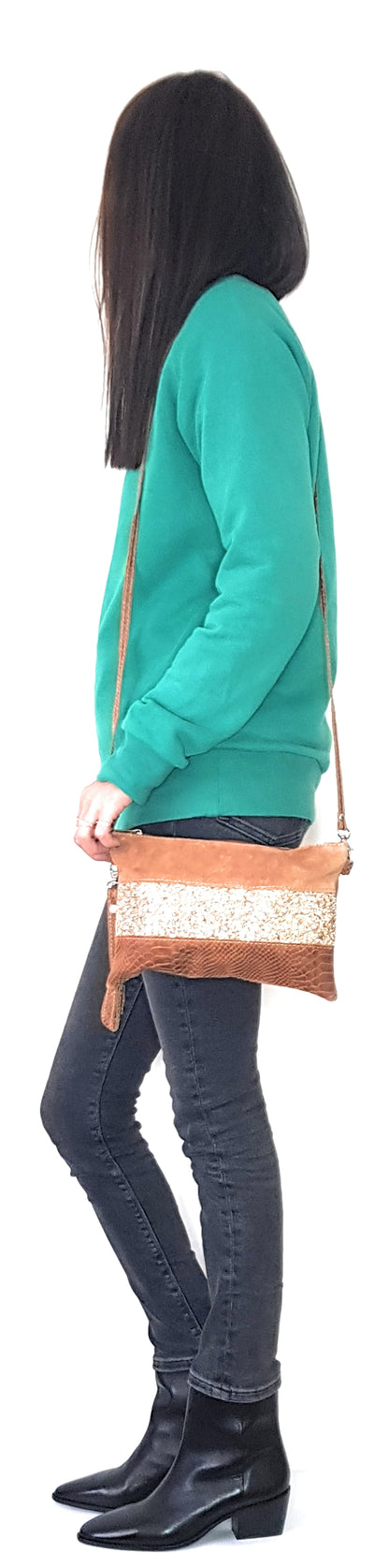 Poloma Leather Clutch Bag ~ Camel