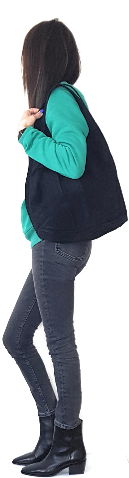 Nirvelli Suede Leather Shopper Bag ~ Black